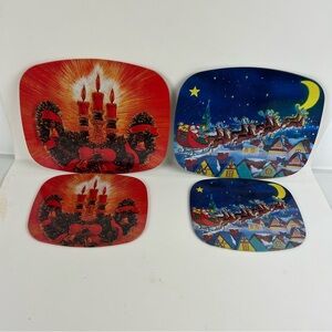 Set of 4 Christmas Themed Trays/Trivets/Hot Plates/???